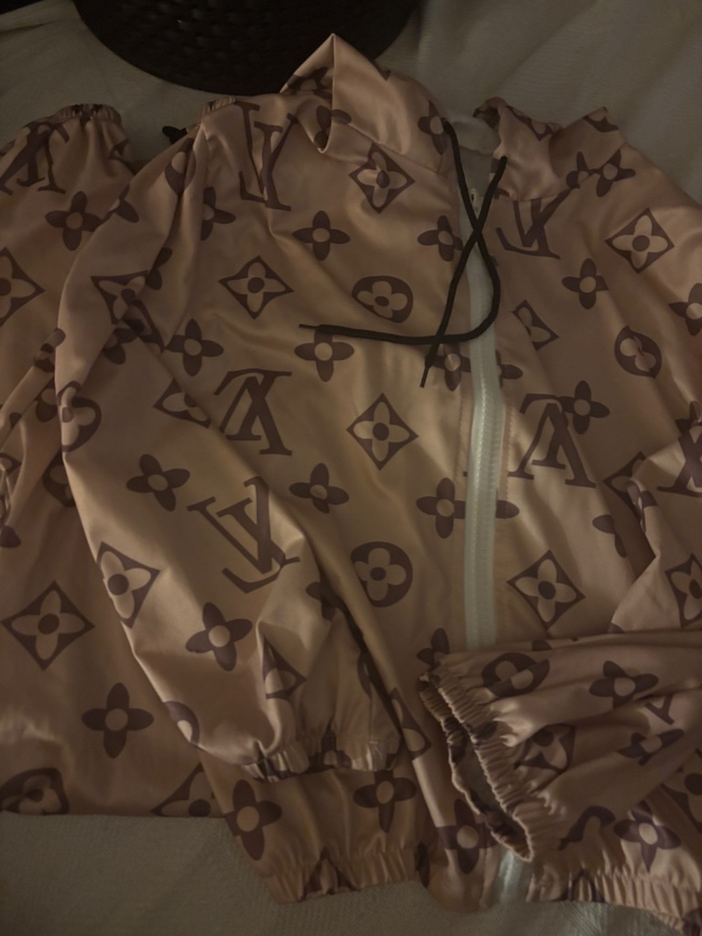Designer-Style Pink Monogram Windbreaker Jacket set